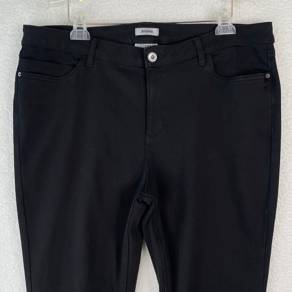Catherines Womens Plus 1X Black Stretch Knit Jeggings Slim Leg Pants 5-Pocket